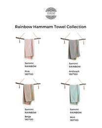 RAINBOW Cotton Hammam Pool Towel – Lightweight & Sand Free – Beige - 180x100 cm