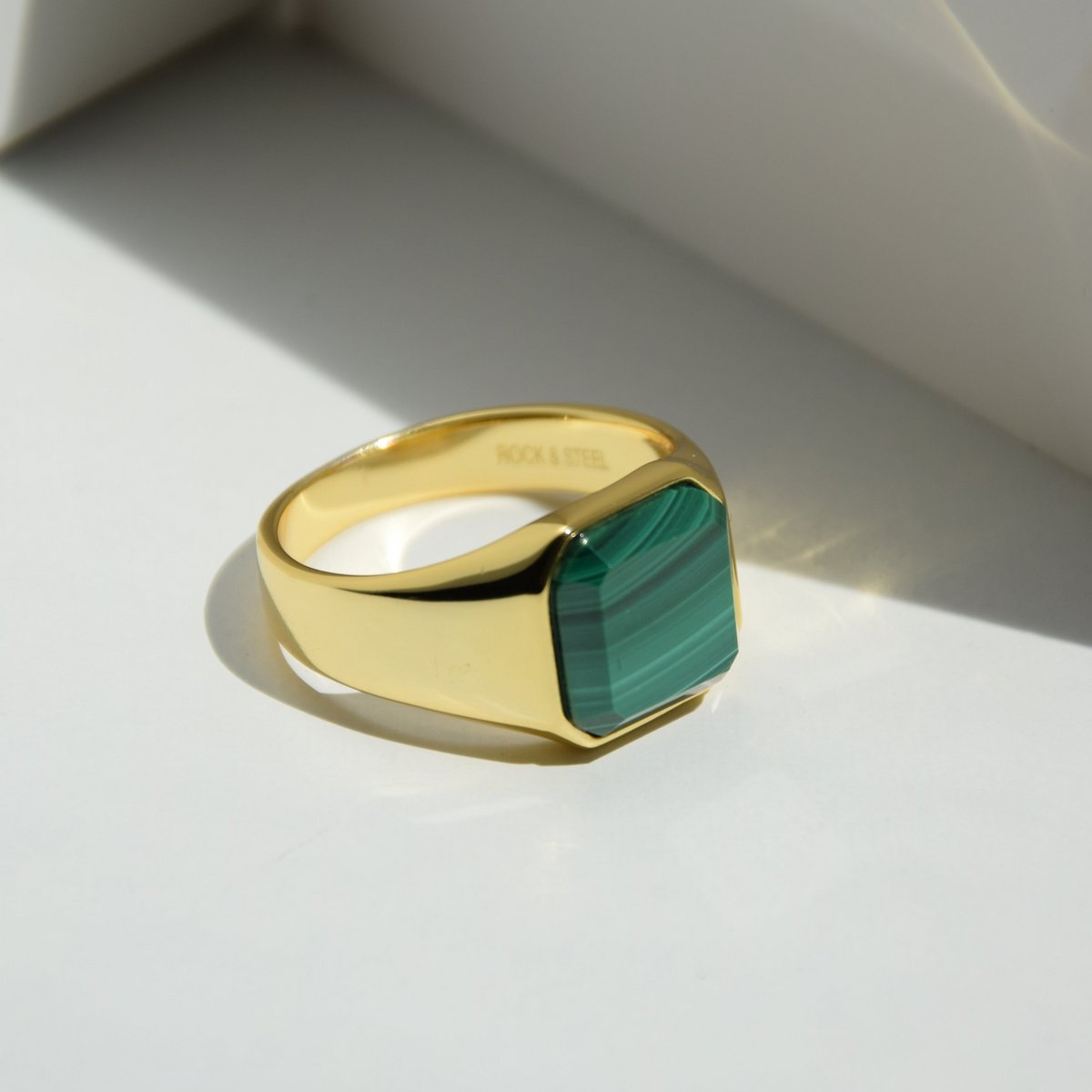 Ring HORUS MALACHIT | 925 Silber | vergoldet