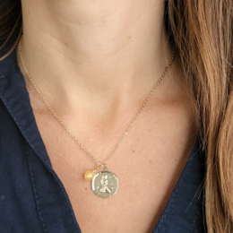 Zodiac Medallion Disc Necklace - Birthstone Pendant