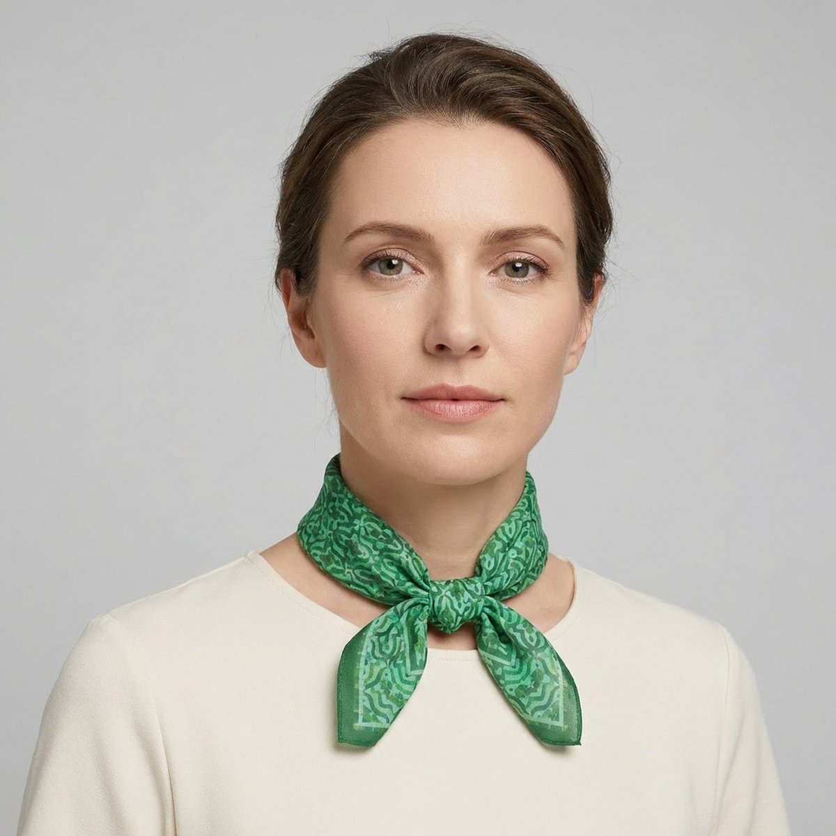 Green Square Silk Scarf Fihri