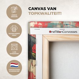 Canvas schilderij - Wanddecoratie Graffiti - Rozen - Handen - Street art - Muurdecoratie woonkamer - Slaapkamer decoratie - Kamer accessoires - Schilderijen op canvas