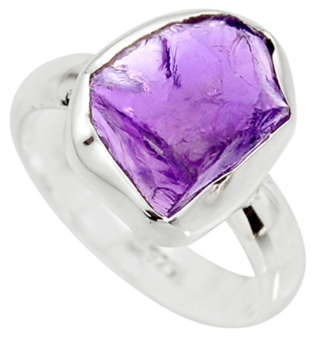 Ring „Klarheit und Weisheit“ aus rohem Amethyst und 925er Silber