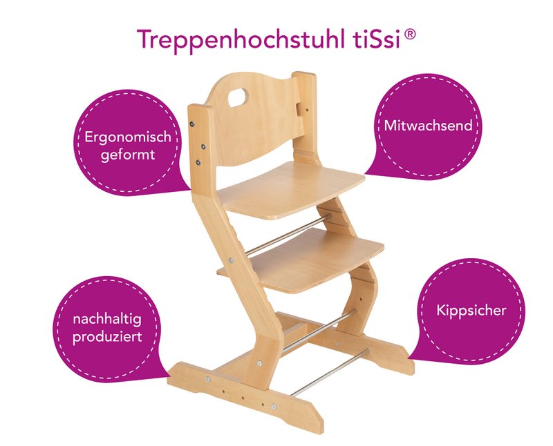 tiSsi® højstol naturlig til børn