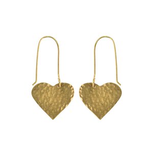 Hammered Brass Heart Earrings