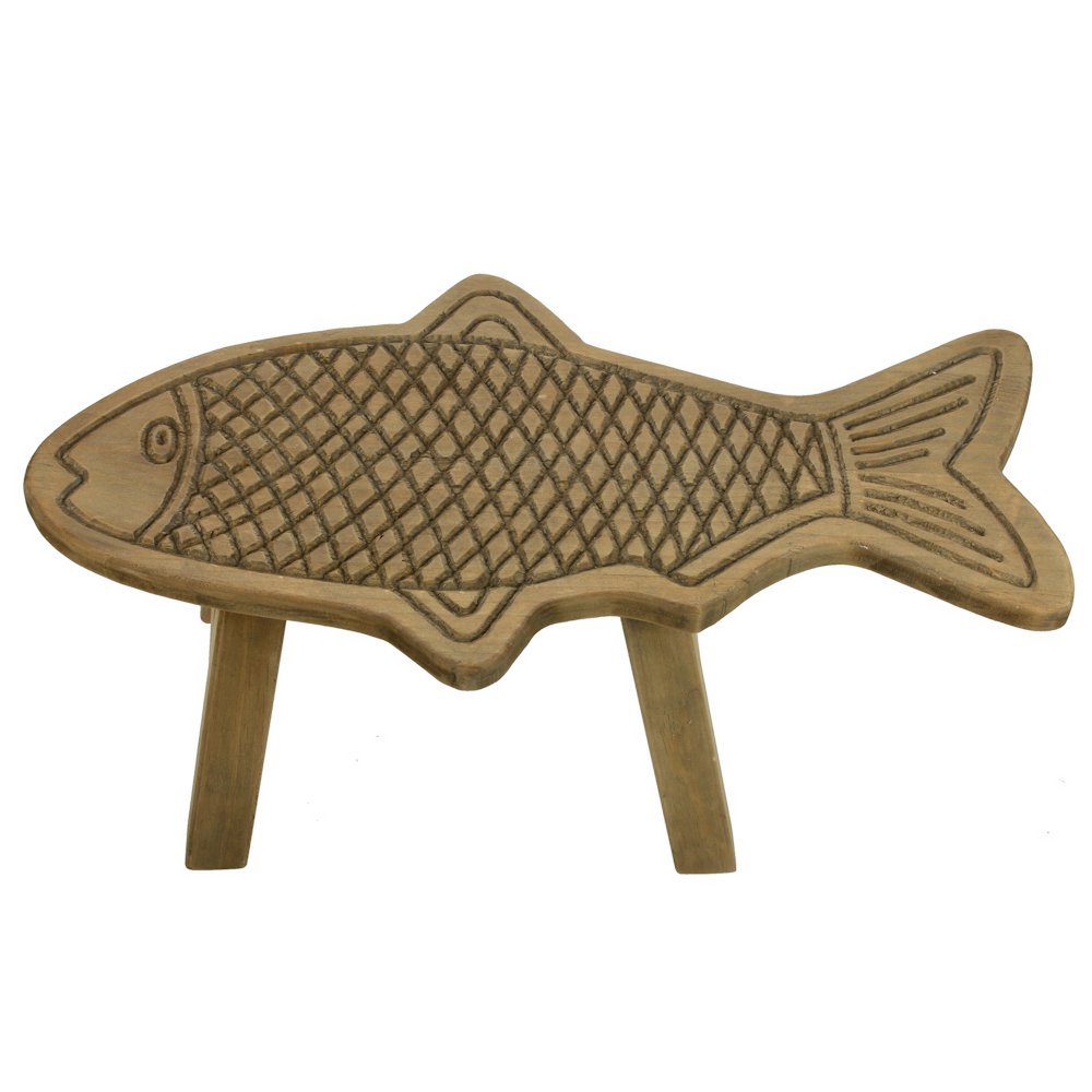 Hocker Fischholz/grau