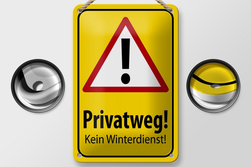 Tin sign note 18x12cm private road no winter service decoration