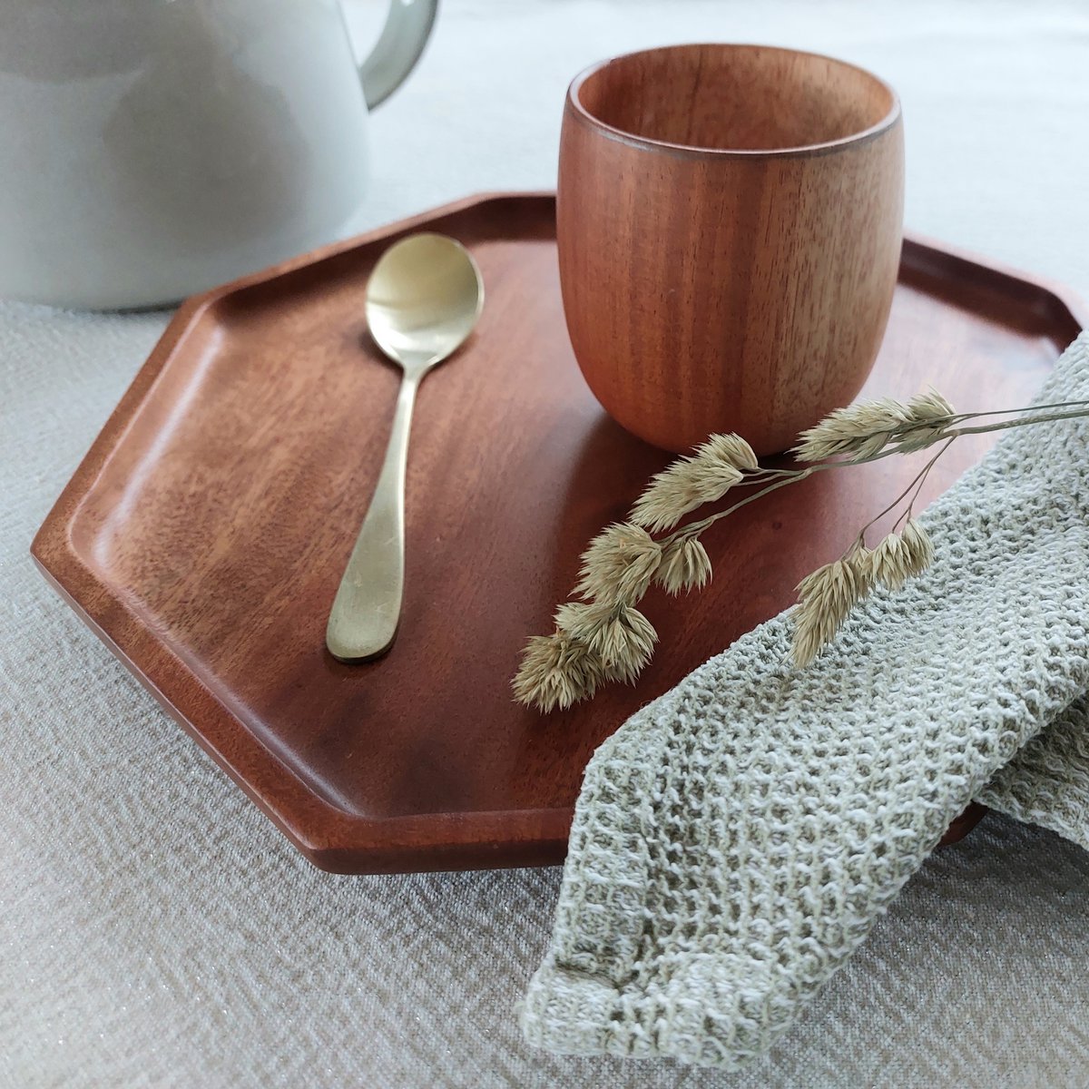 Handmade Tableware - Octagon Dessert Plate - Eco-friendly - Khaya Wood