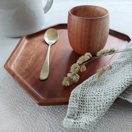 Handmade Tableware - Octagon Dessert Plate - Eco-friendly - Khaya Wood