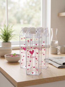 Drinking bottle 500 ml Transparent Plastic Hearts