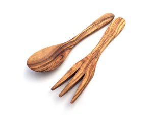 Set van 2 slacouverts Paris 17 cm slalepel olijfhout
