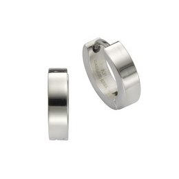 Stainless steel hoop earrings with a simple, minimalist design. The earrings feature a sleek, polished finish and a secure clasp closure.