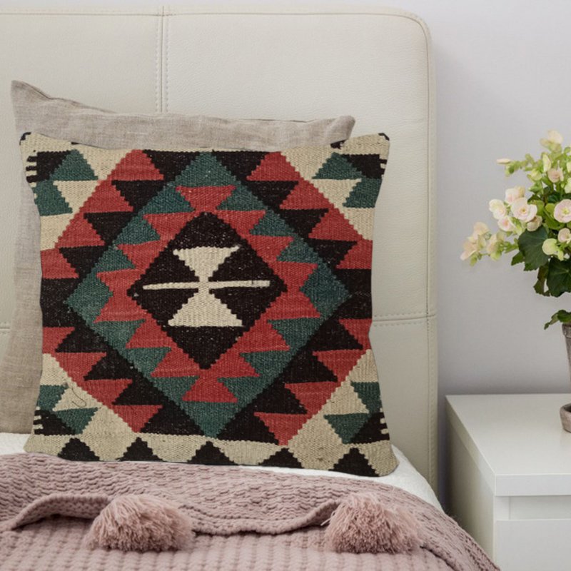 Housse de coussin Moccaccino tissé à la main Kilim