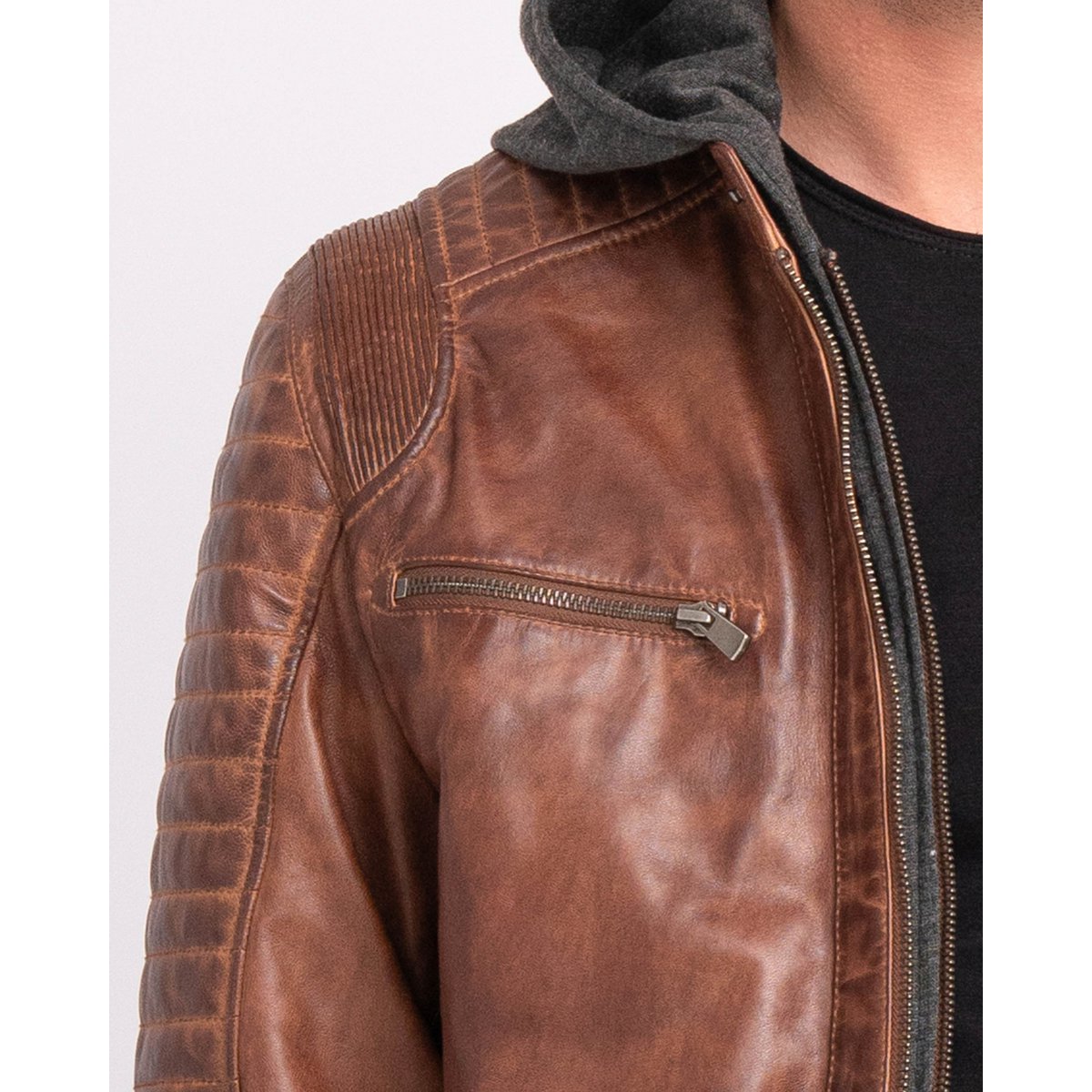 Jasper │ Veste à sweat à capuche en cuir masculin
