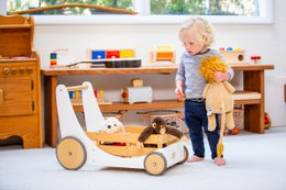 Kinderfeets 2-in-1 wooden storage cart & walker - White