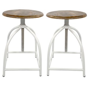 Drehhocker Set 2 Stück Barhocker Hocker Drehstuhl höhenverstellbar Liverpool Holz Metall-Gestell