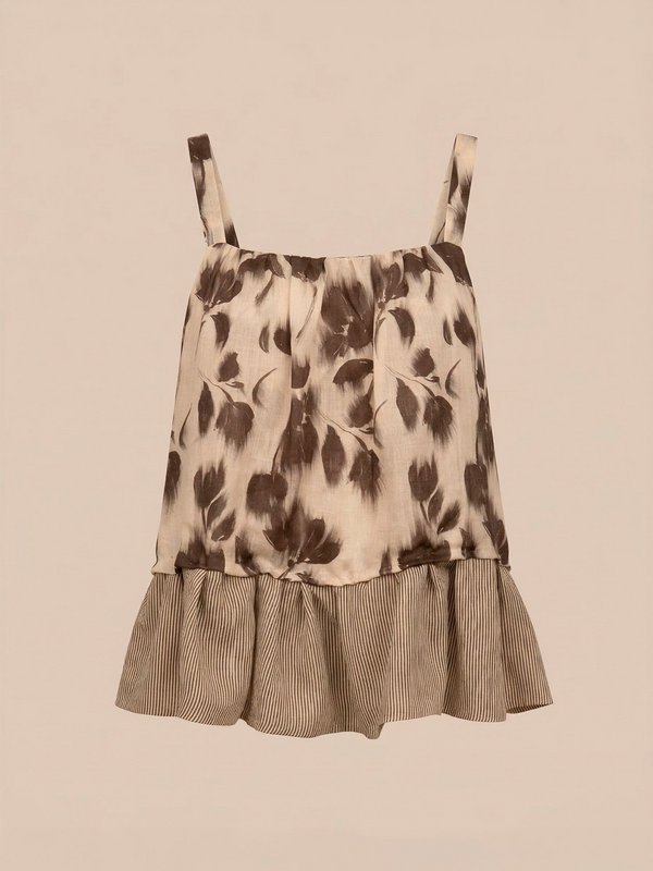 Bouquet Brown Flower Print Blouse