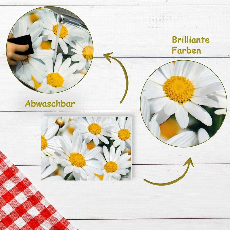Artipics manteles individuales Margaritas Blancas 4 piezas manteles individuales lavables de plástico cada uno 42 x 30 cm manteles individuales spring fresh decoración de mesa cocina/comedor/invitados