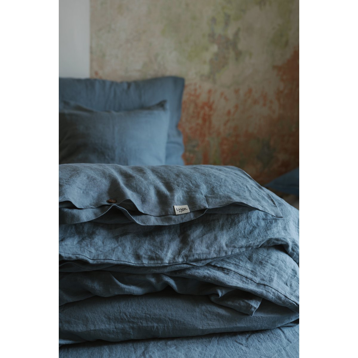 Ensemble de housse de couette en lin gris foncé