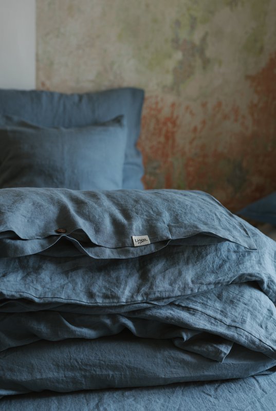 Dark Grey Linen Duvet Cover Set