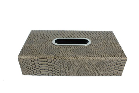 Taschentuchbox Kunstleder Reptil graubraun Kosmetiktücherbox