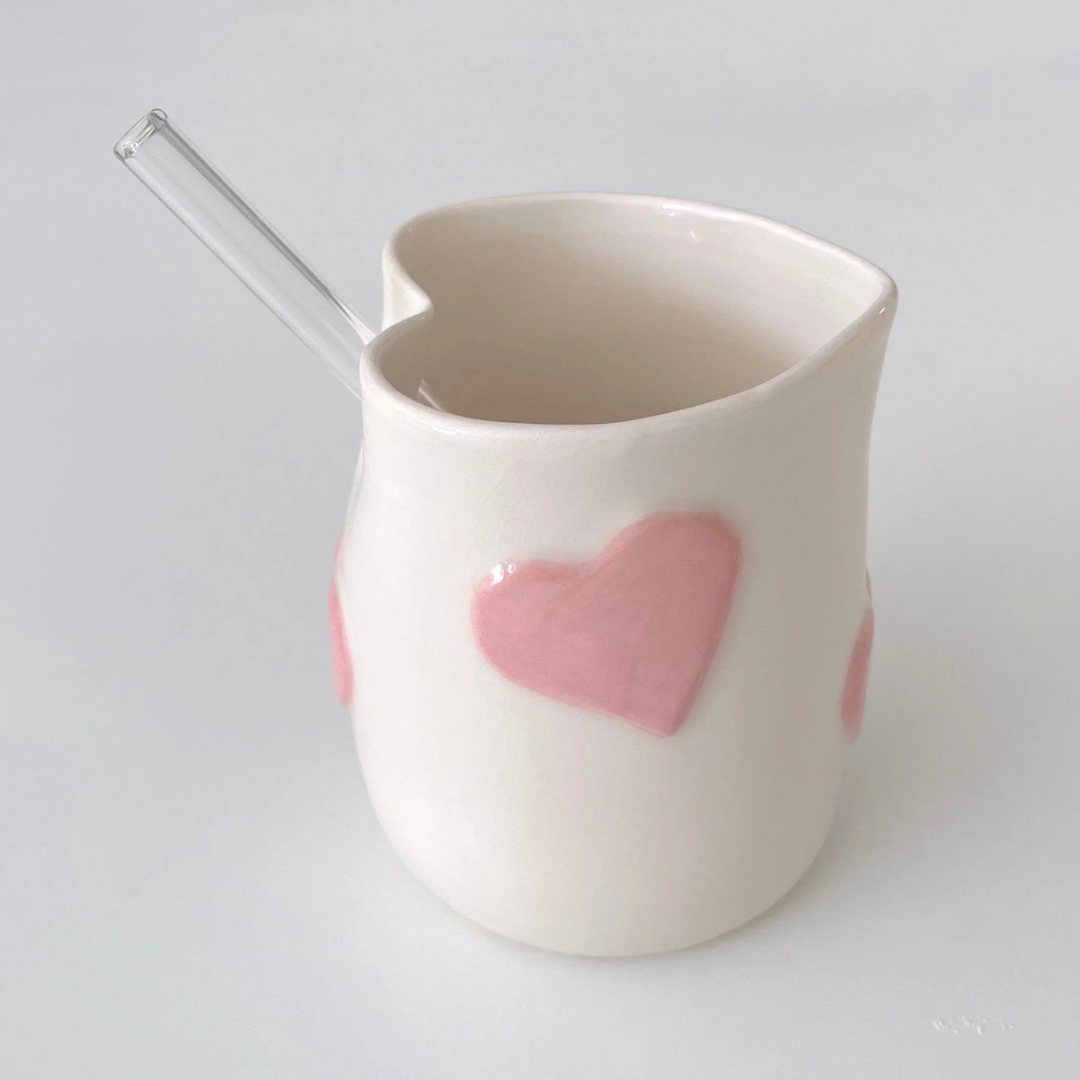 Heart Ceramic Cup Handmade Matcha & Iced Coffee Cup