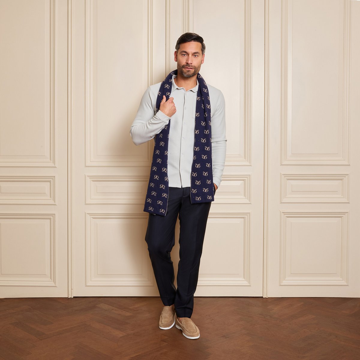 Kaschmir Jacquard Schal Marine