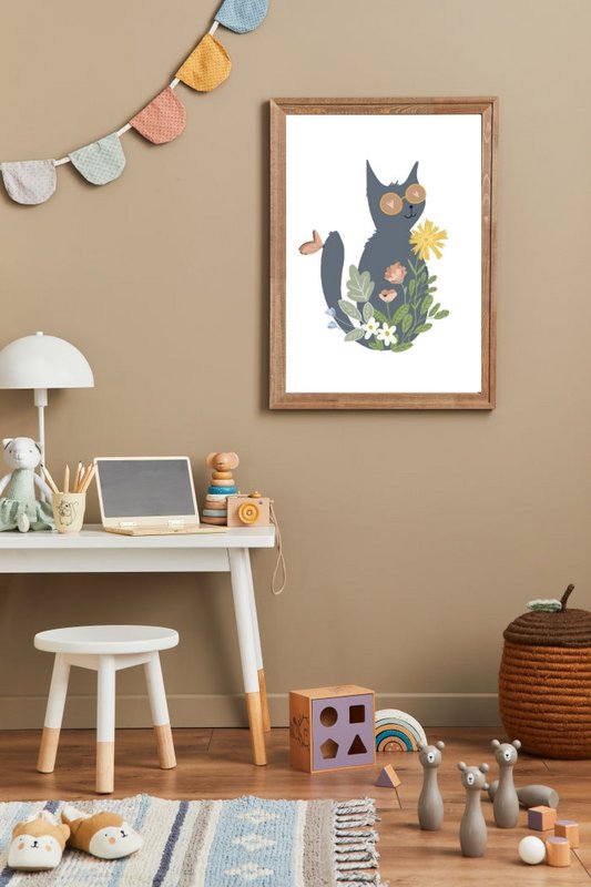 Poster „Kätzchen im Frühling“ im Babyzimmer