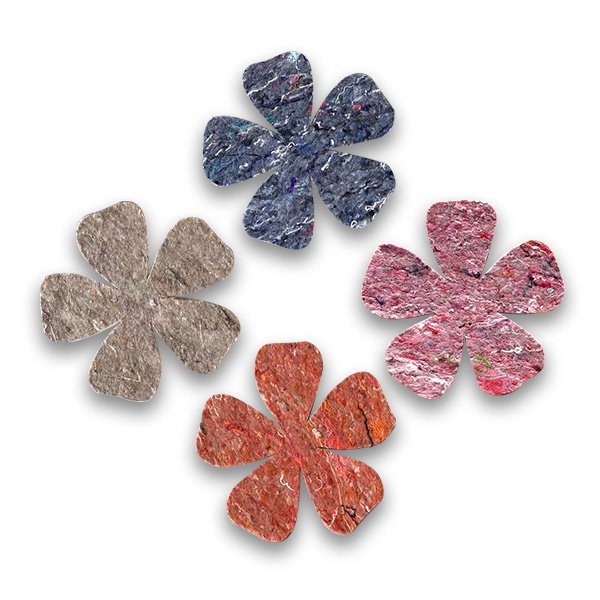 Untersetzer-Set mit 4 Blumen – recycelte Kleidung