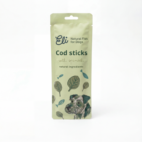 Dried Cod Sticks With Spinach Natural Dog Treats 30 g
