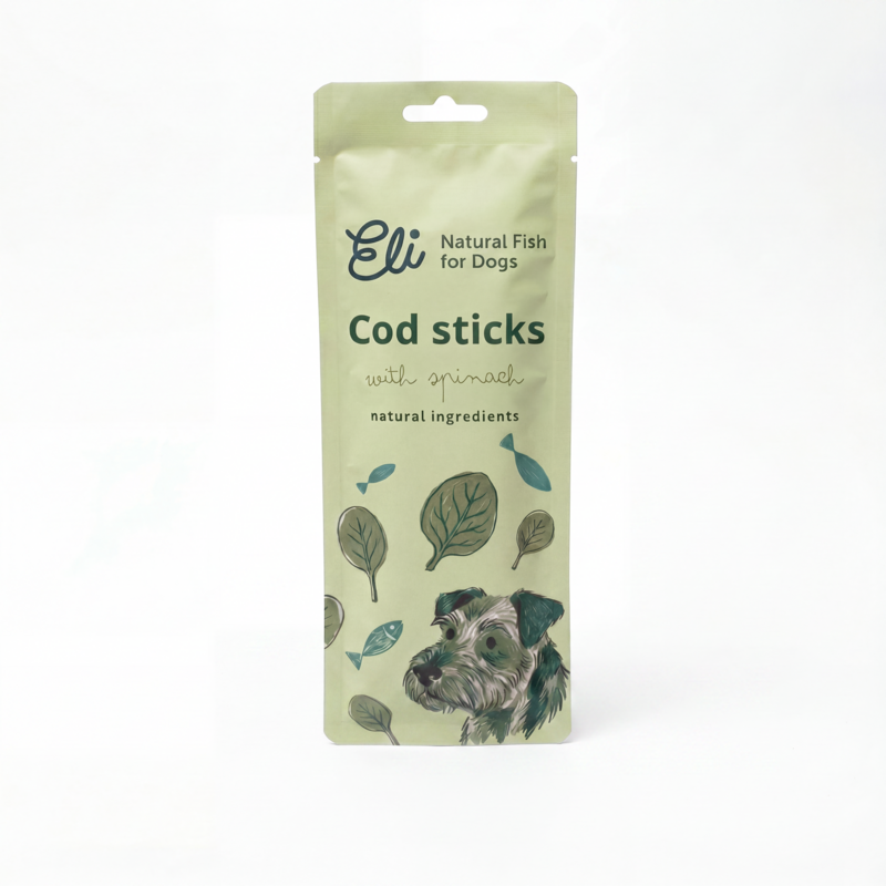 Dried Cod Sticks With Spinach Natural Dog Treats 30 g