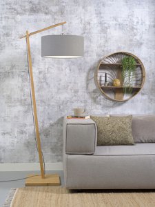Vloerlamp Andes bamboe 4723, linnen lichtgrijs