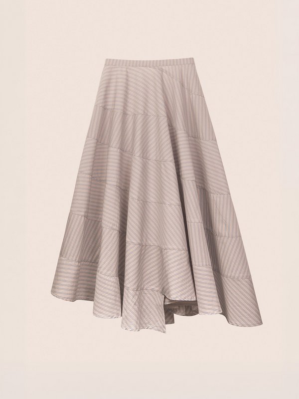 Midnight Striped Grey Flared Nederdel