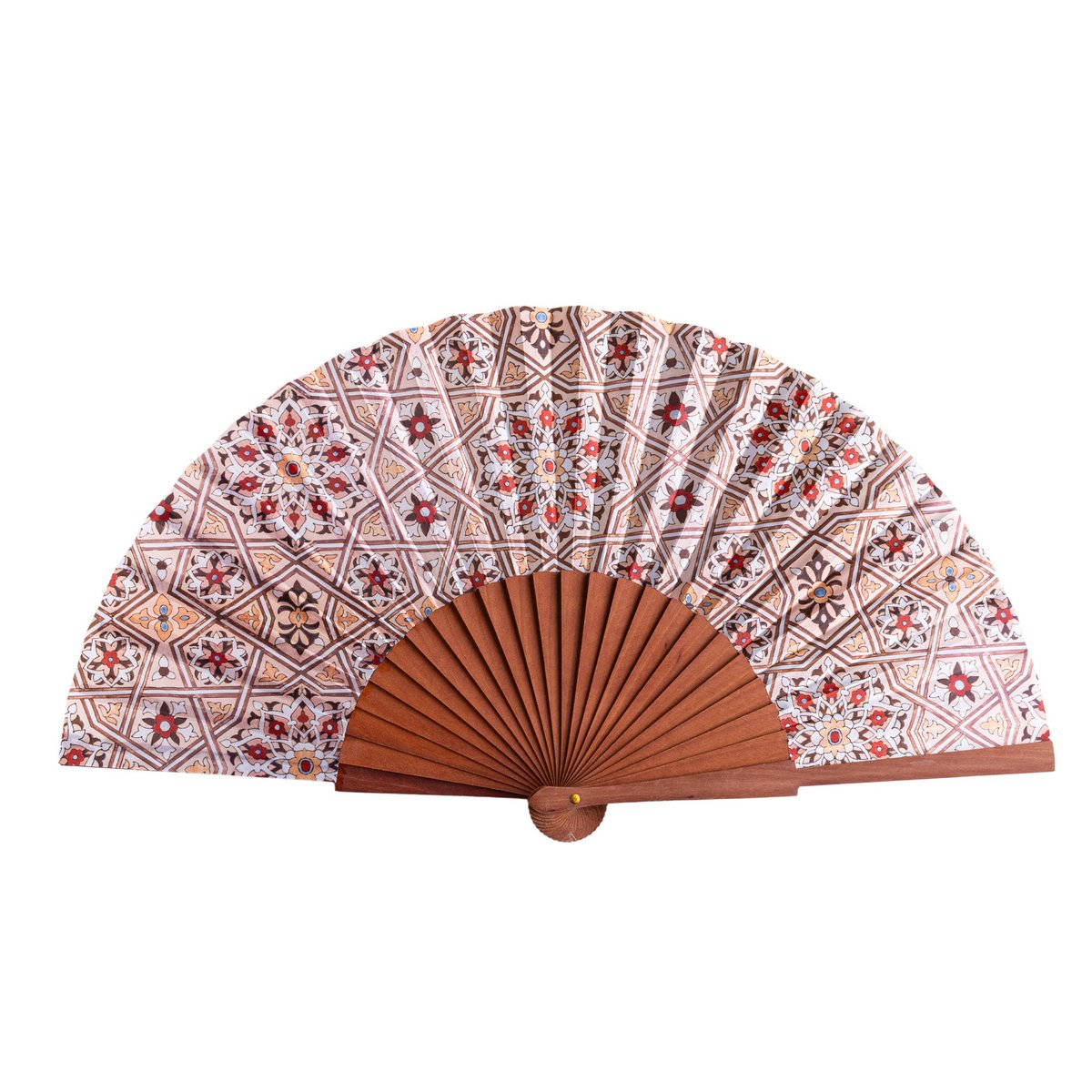 Geometric Star Cluster Satin Hand Fan Rawa 23 cm