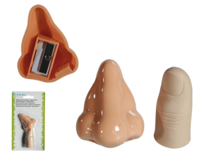 Finger and nose, sharpener and eraser
