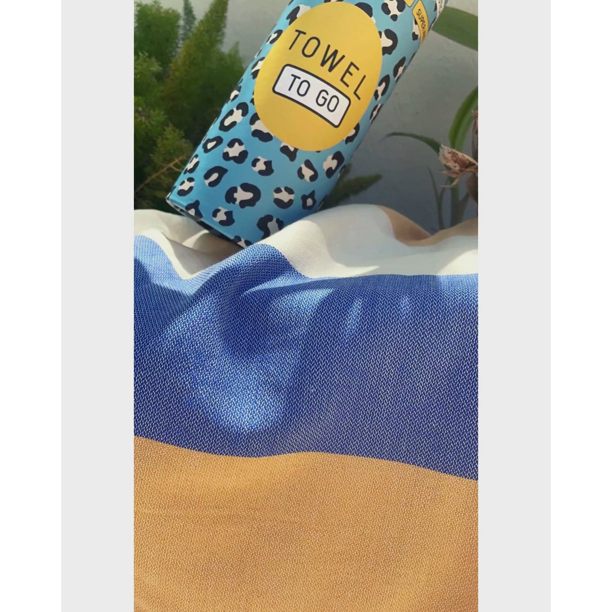 HANDDOEK TO GO PALERMO Katoenen strandlaken 180x100 cm | Spa-saunahanddoek | Blauw / Geel | met geschenkdoos
