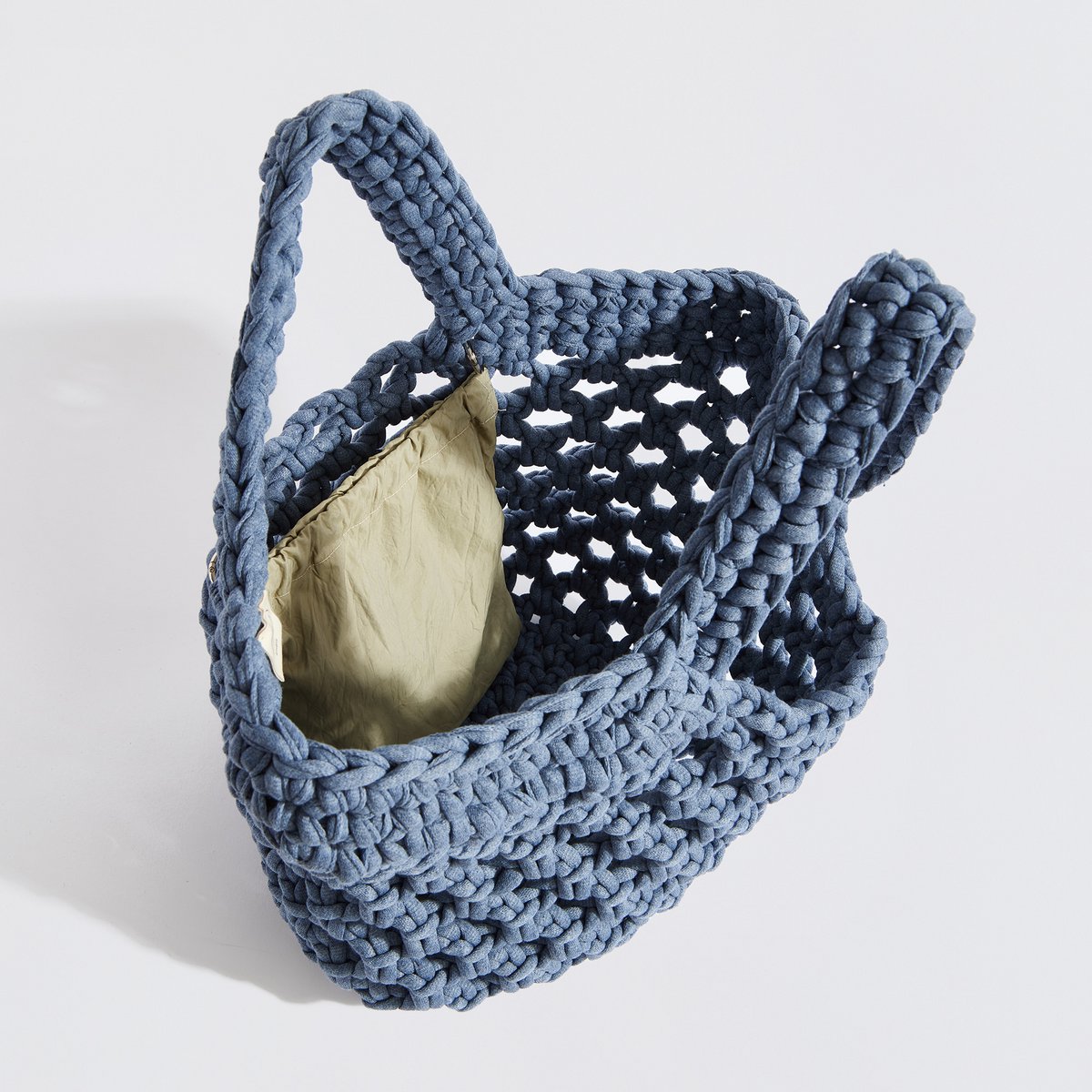“Ingrid” gehaakte mandtas met waterdicht etui denimblauw
