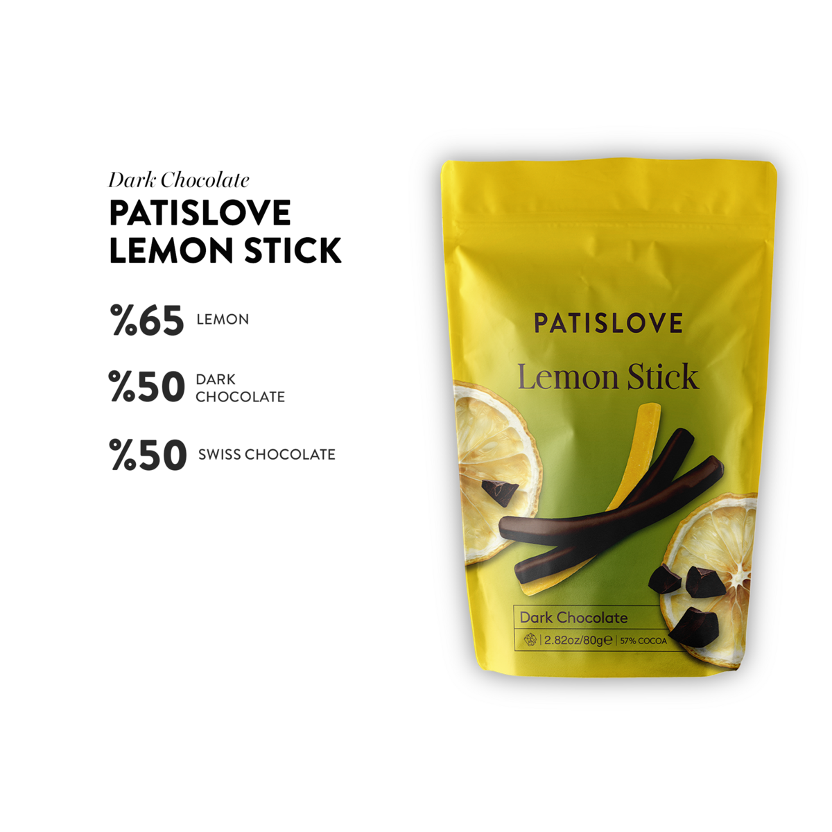 Citroenstick donkere chocolade, 80 g