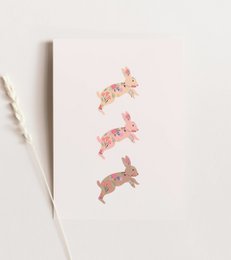 Carte de Pâques - lapins, carte de lapins floraux, lapins boho, carte postale Joyeuses Pâques, carte A6