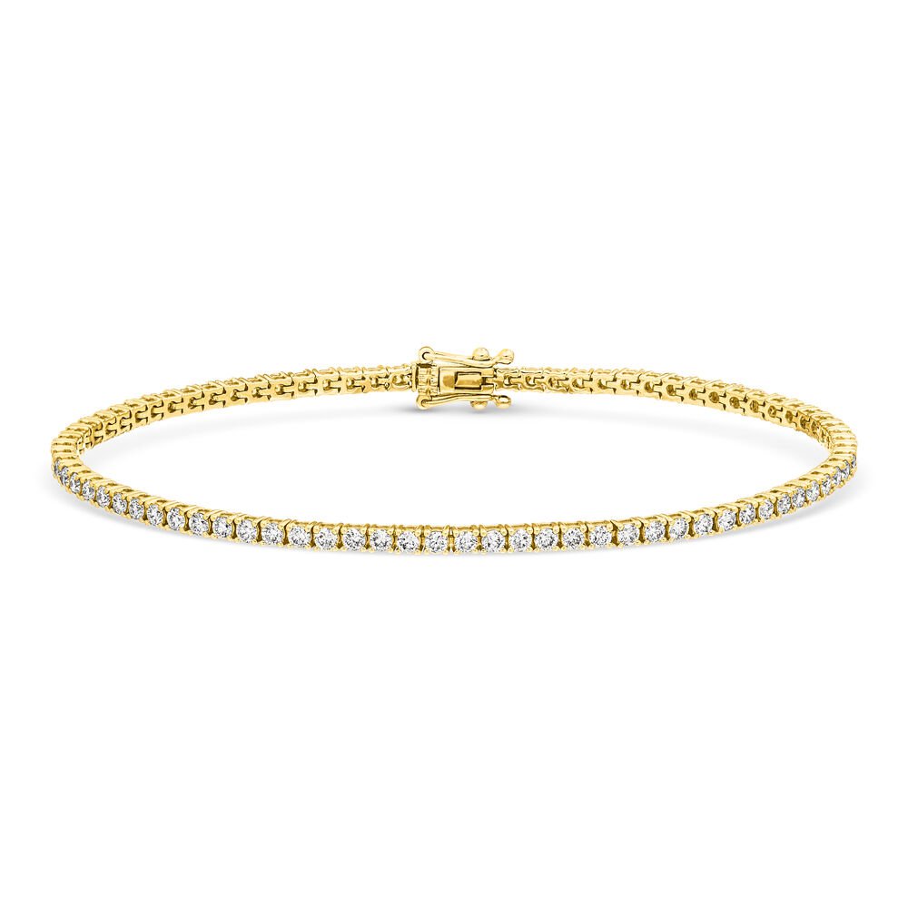 Pulsera tenis oro amarillo, diamantes 3,42ct, 17,0 cm