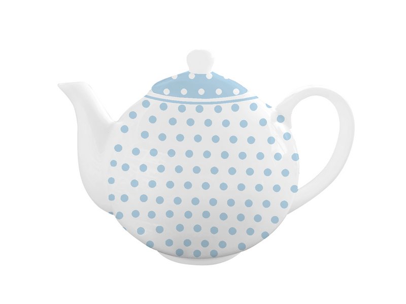Porcelanowy czajniczek w kropki pastelowy błękit 1 litr Isabelle Rose