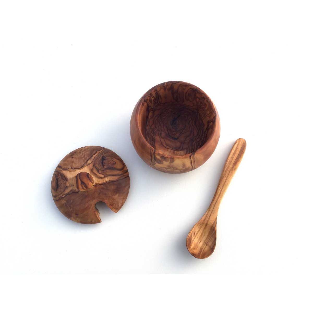 Pot en bois d'olivier avec cuillère