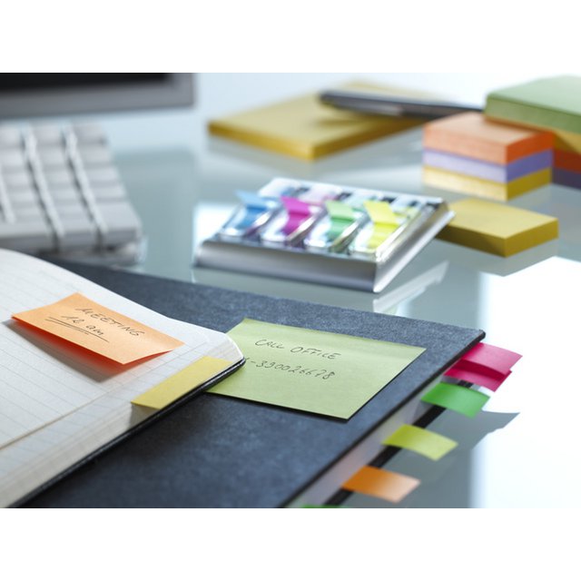 Info notes 75x75mm assorted spring pack 6 block green, yellow, orange, purple