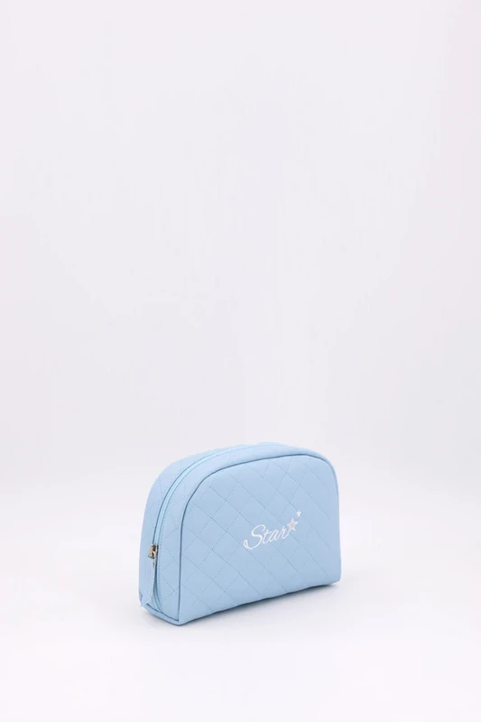 Trousse de toilette brodée matelassée pour bébé, étoile, bleu