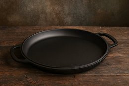 Støbejern serverer pan ø 26 x 2,5 cm - grillpan støbejern til hver grill - sort