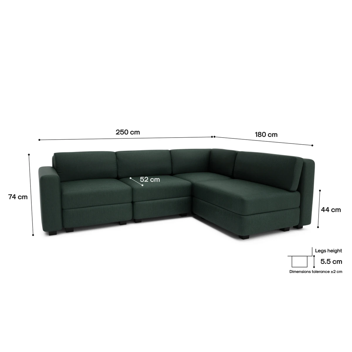 4-Seater Corner Modular Sofa GRACIA - Green