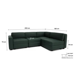 4-Seater Corner Modular Sofa GRACIA - Green