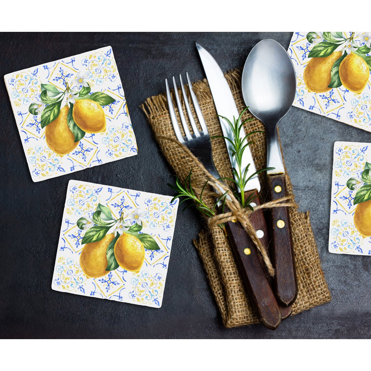 Stone Coaster Set - Italian Lemon
