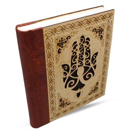 Leather Journal Humsa Hand with Leather Back