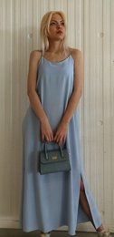 Long flowy dress in plain fabric or print