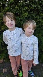 Beige Langærmet T-shirt til børn med smileyprint